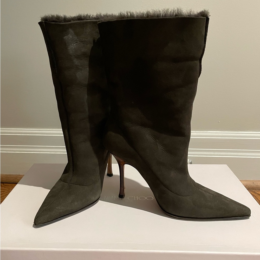 Jimmy Choo chocolate shearling boots size 38